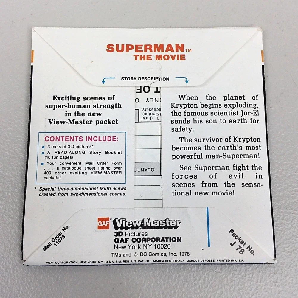 VTG 1978 View Master GAF Superman The Movie 3 Reel Set J78 Showtime